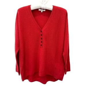 MADEWELL | Red Asherton Alpaca Blend V-Neck Sweater | XS